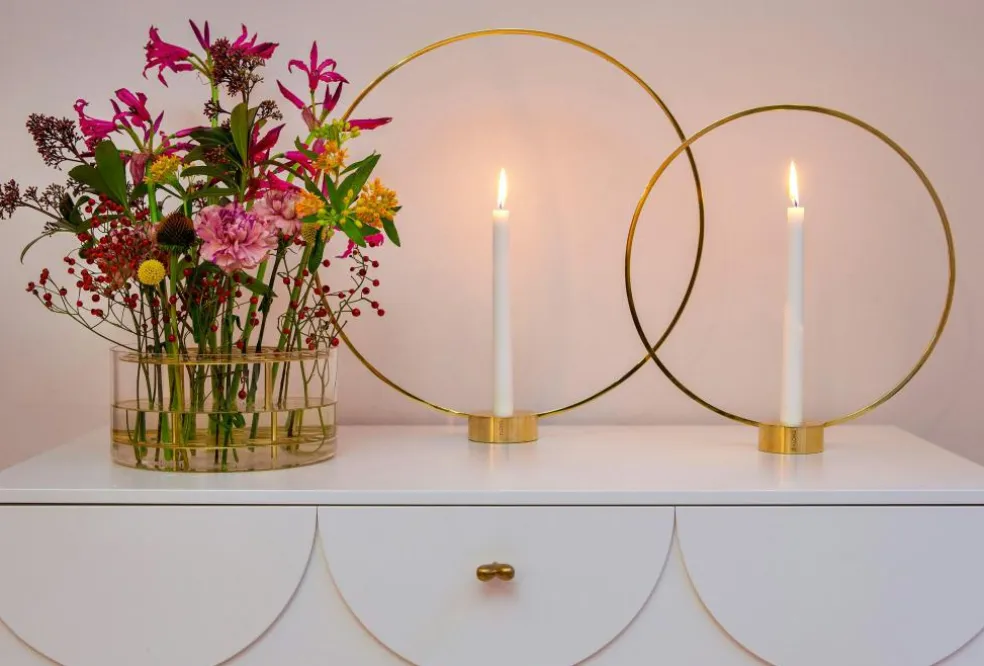 Gloria Candle Holder Small, Brass