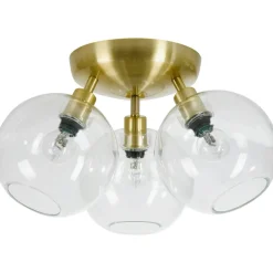 Gloria Flush Ceiling Light 330 mm, Brass / Clear