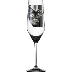Golden Butterfly B&W Champagne Glass