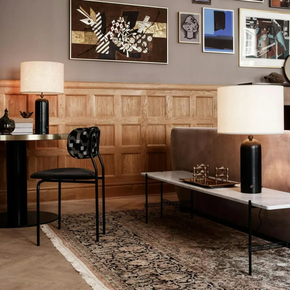 Gravity Table Lamp Small, Black Marble / Canvas