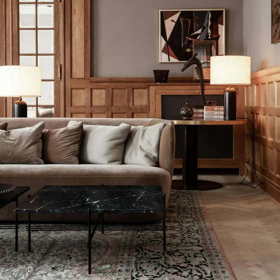 Gravity Table Lamp Small, Black Marble / Canvas