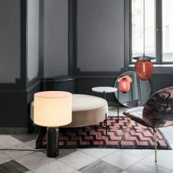 Gravity Table Lamp Small, Black Marble / Canvas