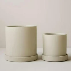 Grow Pot With Saucer, Creme