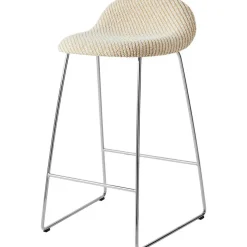 GUBI 3D Bar Stool H65, Stainless Steel / Lupo Special Diagonal Bouclé / Dedar 009