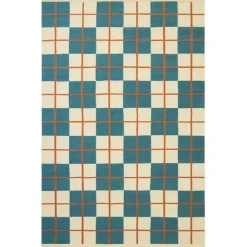 Haveli Wool Rug 230x320 cm, Heaven Blue / Rust