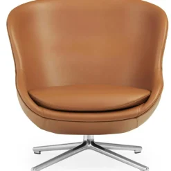 Hyg Armchair Low With Swivel Base, Brandy Leather / Aluminium