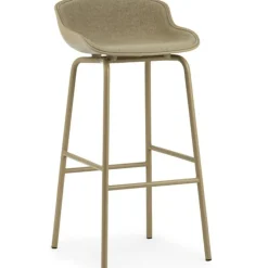 Hyg Bar Stool 75 cm, Upholstered Front, Olive