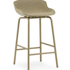Hyg Bar Stool 75 cm, Upholstered Front, Olive