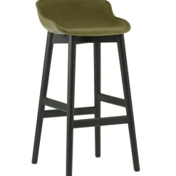 Hyg Bar Stool 75 cm, Upholstered Front, Olive / Black Oak