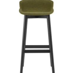 Hyg Bar Stool 75 cm, Upholstered Front, Olive / Black Oak