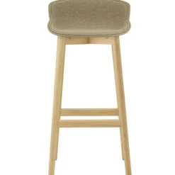 Hyg Bar Stool 75 cm, Upholstered Front, Sand / Oak