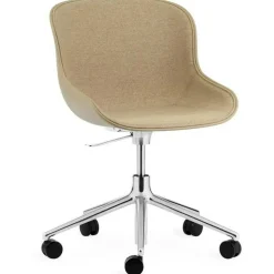 Hyg Swivel Chair 5W Upholstered, Main Line Flax, Aluminium/Sand