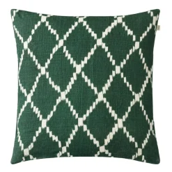 Ikat Kerela Cushion Cover 40x60 cm, Green/White