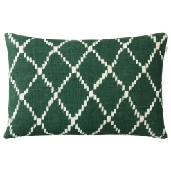 Ikat Kerela Cushion Cover 40x60 cm, Green/White