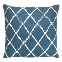 Ikat Kerela Cushion Cover 50x50 cm, Blue/ White