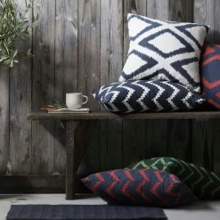 Ikat Sema Cushion 40x60 cm Outdoor, Blue / Off-white