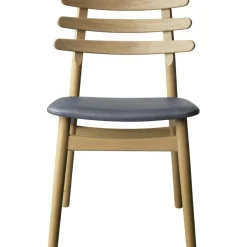 J48 Dining Chair , Black Painted Oak / Black Leather