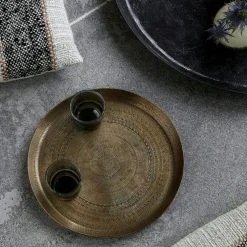 Jhansi Tray 29cm, Antique Brass