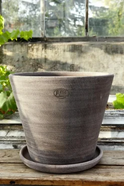 Julie Pot With Saucer Grey Ø12 cm