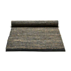 Jute/Leather Rug 75x200, Dark Grey