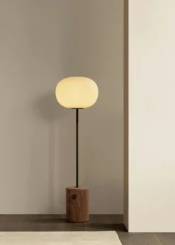 JWDA Floor Lamp, Red Travertine / Bronzed Brass