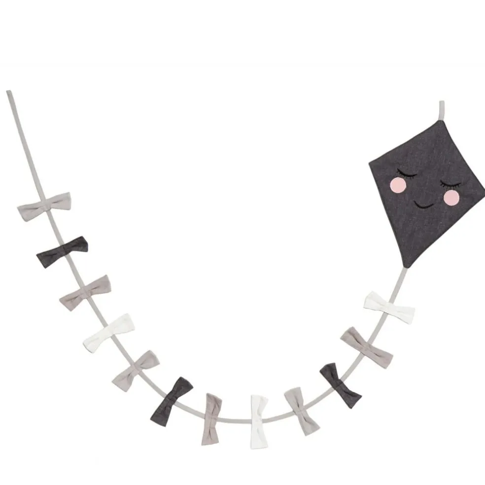 Kite Flag Garland , Grey/black/White