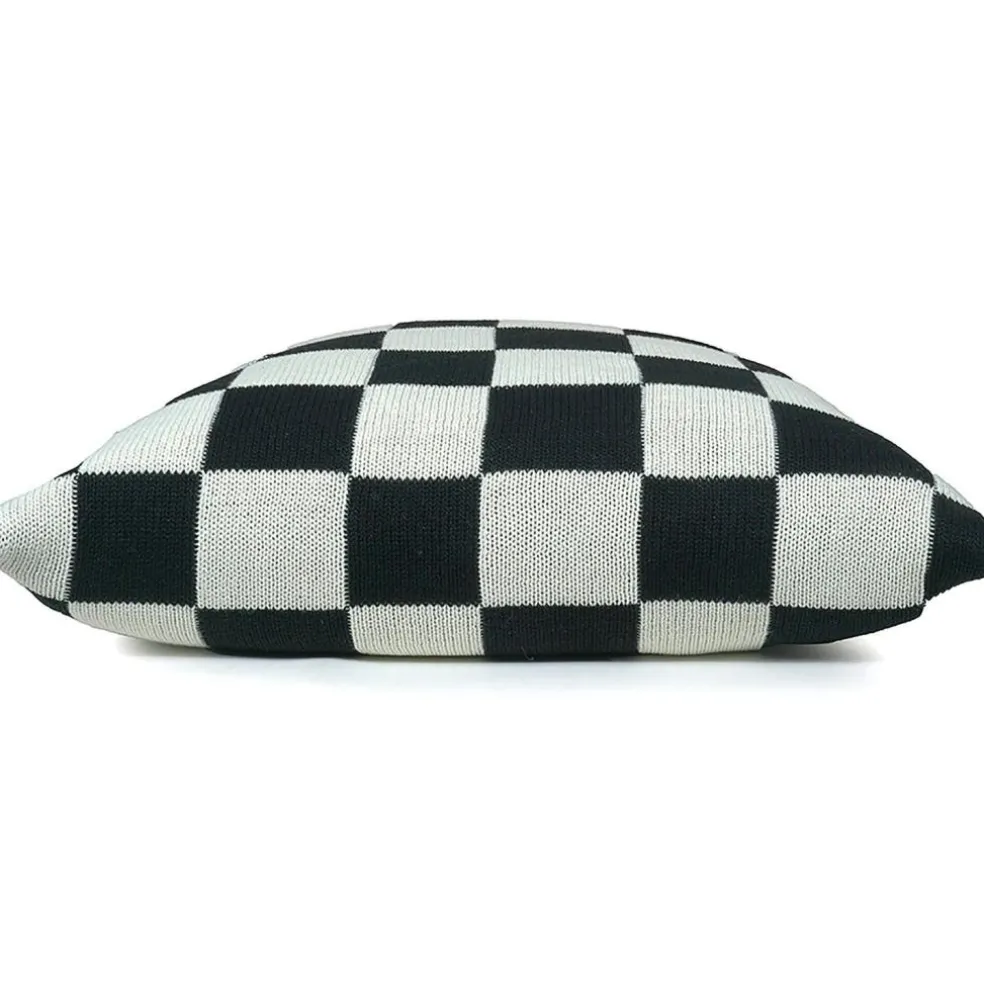 Knitted Check Cushion Cover 50x50 cm, Lilac