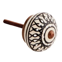 Knob Hand-painted Stoneware, Off-white