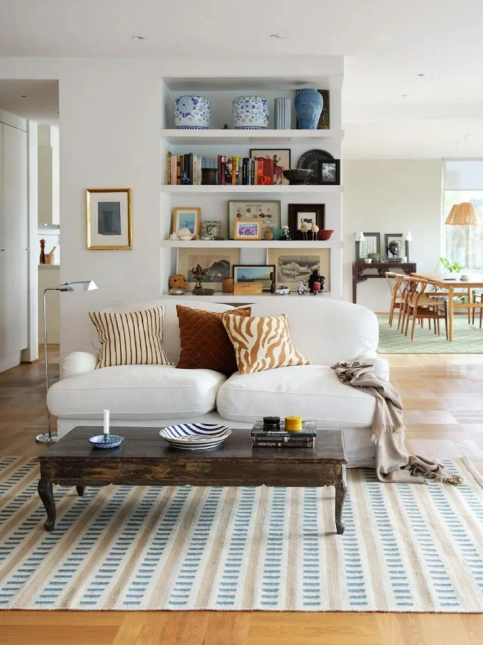 Ladakh Wool Rug 180x270 cm, Sky Blue / Light Beige