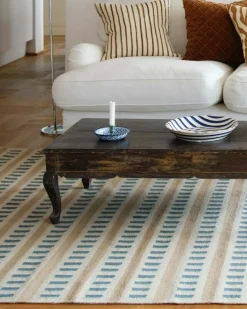 Ladakh Wool Rug 180x270 cm, Sky Blue / Light Beige