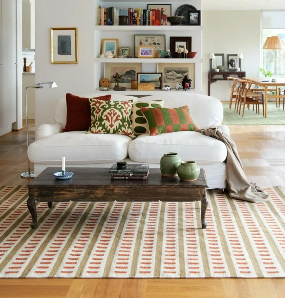 Ladakh Wool Rug 180x270 cm, Sky Blue / Light Beige