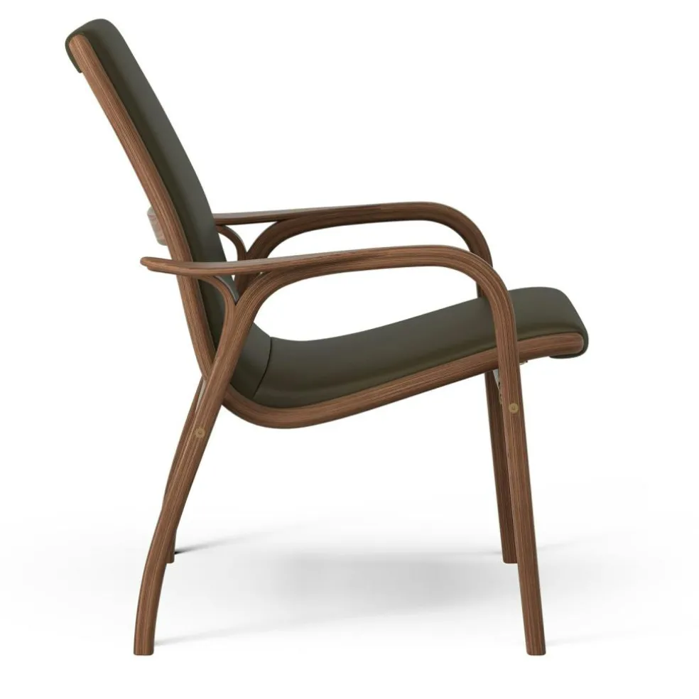 Laminett Armchair Leather, Lacquered Walnut / Black