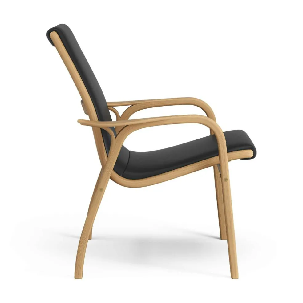 Laminett Armchair Leather, Lacquered Walnut / Black