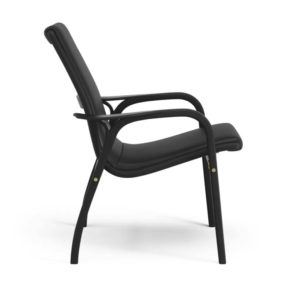 Laminett Armchair Leather, Lacquered Walnut / Black