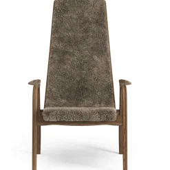Lamino Armchair, Natural lacquered Walnut / Sheepskin Moonlight