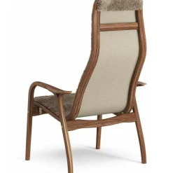 Lamino Armchair, Natural lacquered Walnut / Sheepskin Moonlight