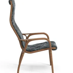 Lamino Armchair, Natural lacquered Walnut / Sheepskin Moonlight