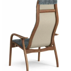 Lamino Armchair, Natural lacquered Walnut / Sheepskin Moonlight