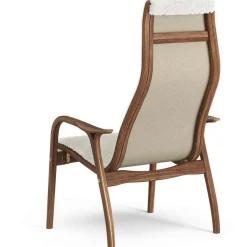 Lamino Armchair, Natural lacquered Walnut / Sheepskin Moonlight