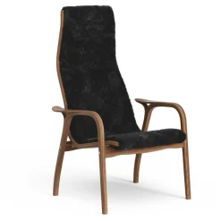 Lamino Armchair, Natural lacquered Walnut / Sheepskin Moonlight
