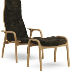 Lamino Armchair With Footstool Sheepskin, Sahara / Oiled Oak