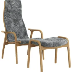 Lamino Armchair With Footstool Sheepskin, Sahara / Oiled Oak