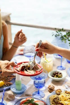 Lara Candlestick 32 cm, Blue / Minty Green