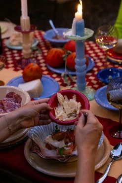 Lara Candlestick 32 cm, Blue / Minty Green