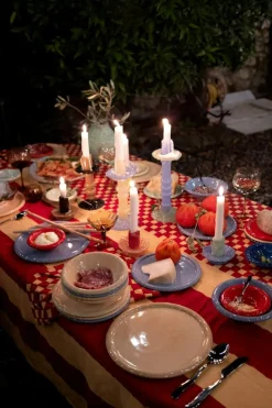 Lara Candlestick 32 cm, Blue / Minty Green