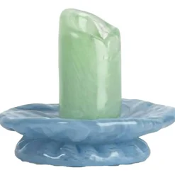Lara Candlestick 32 cm, Blue / Minty Green
