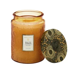 Large Embossed Glass Jar Candle, Baltic Amber