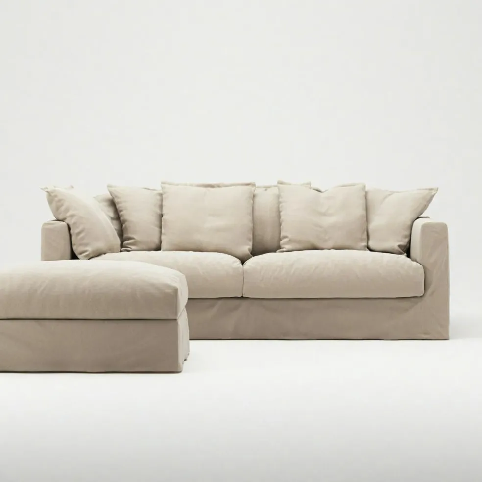 Le Grand Air Footstool Cotton, Beige