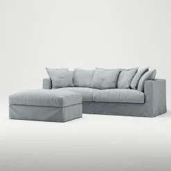 Le Grand Air Footstool Linen, Misty Grey