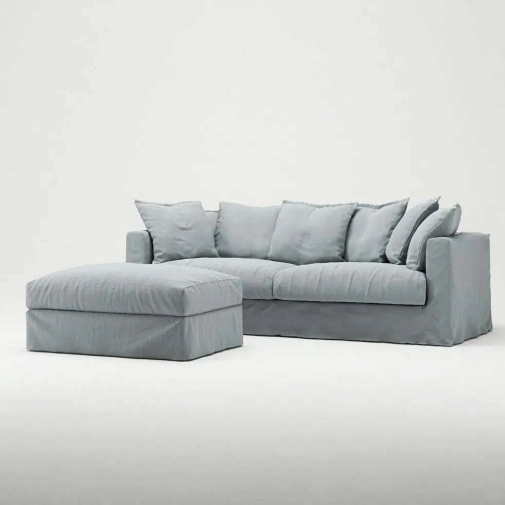 Le Grand Air Footstool Linen, Misty Grey